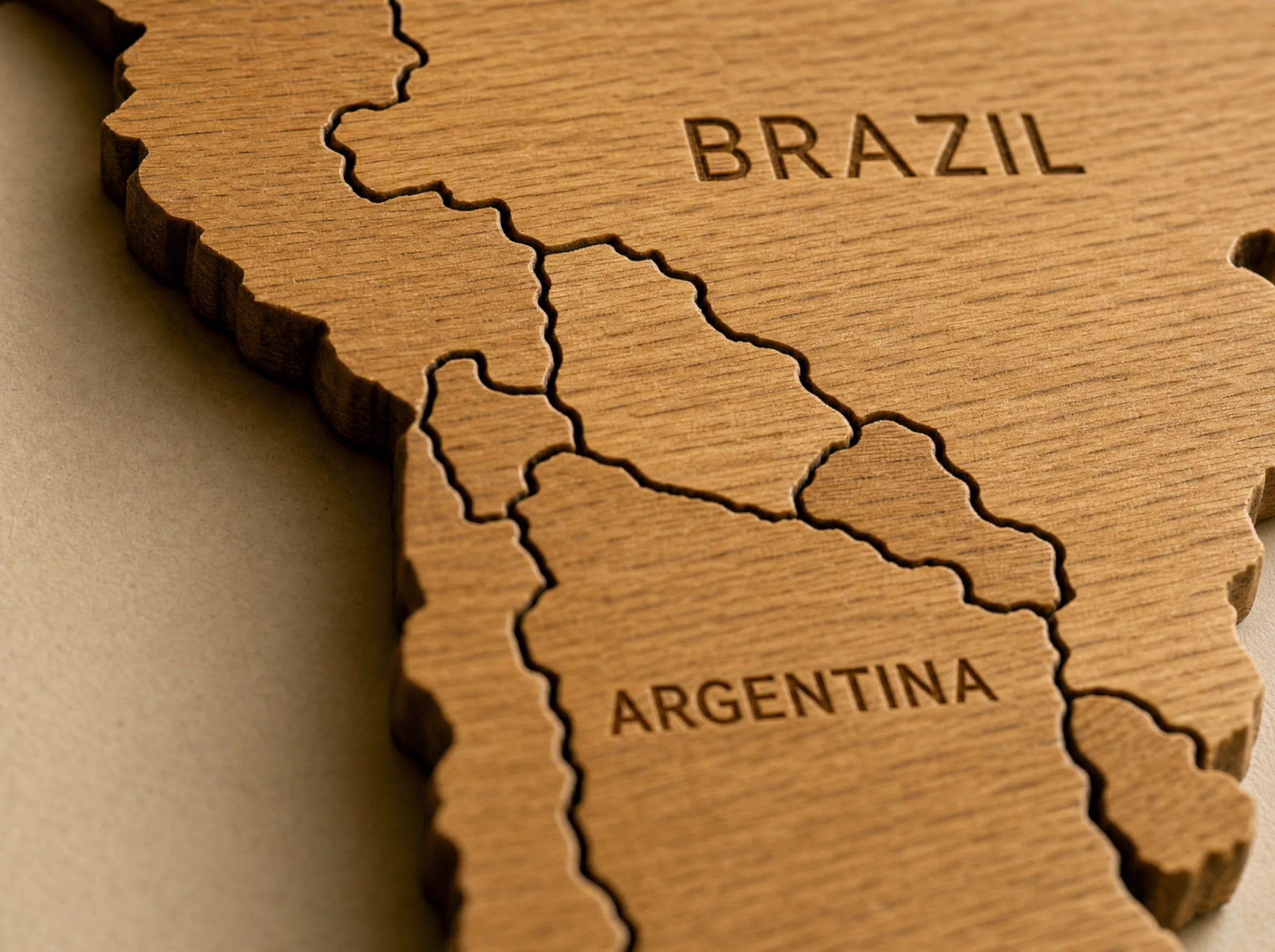 Engraved country names, ocean labels, compass rose